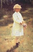 Ilya Repin Girl with a Bouquet (Vera,the Artist's Daughter) (nn02) oil on canvas